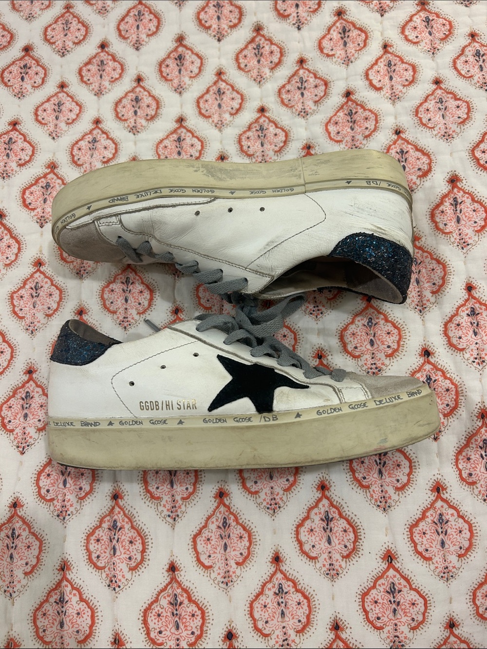 Golden Goose Hi-Star White Leather Star Sneakers
